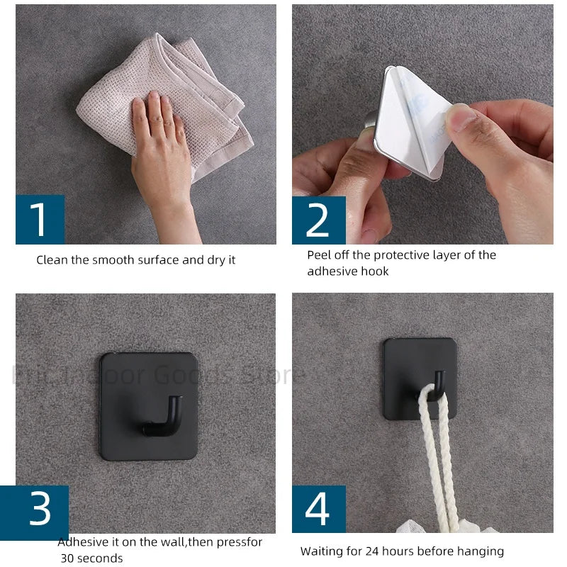 4pcs Strong Adhesive Wall Hook Sticker Hanging Coat