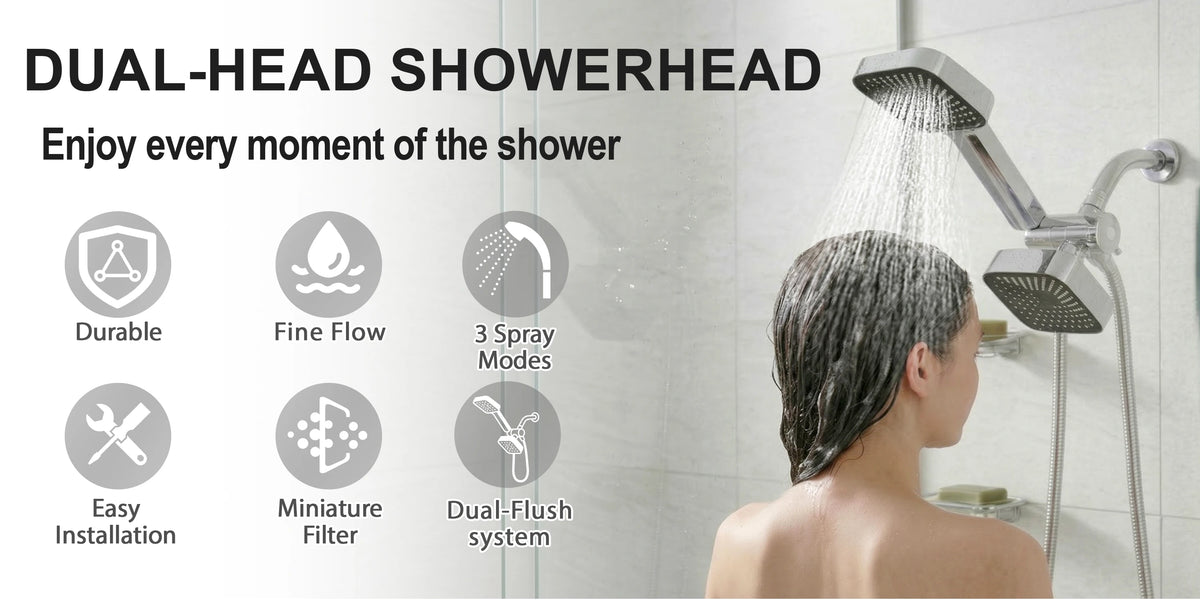 High-Flow 2-In-1 Wall-Mounted Handheld Shower Head Rain Shower
