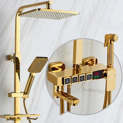 Luxury Cold Digital Bathroom Shower System Thermostatic Brass