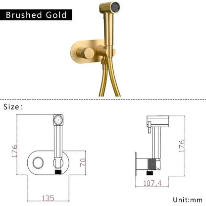Brass Wall Mount Toilet Bidet Sprayer Faucet Cold