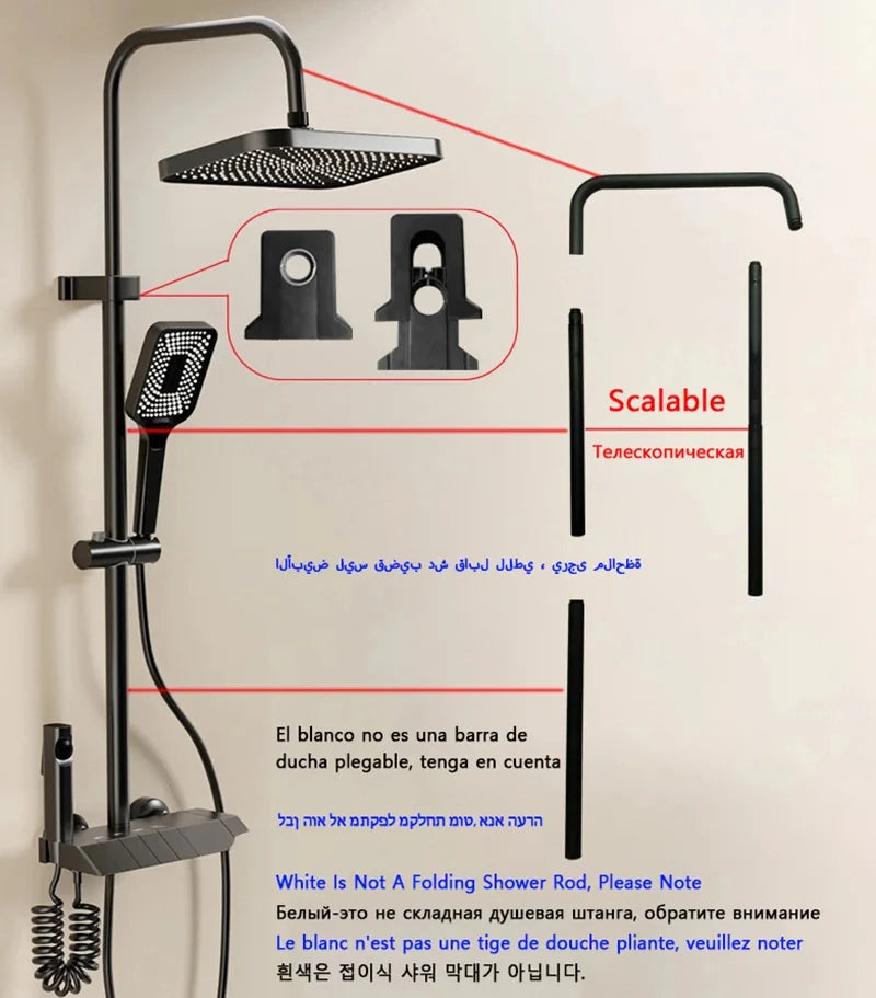 Gray Bathroom Shower Piano Key Abs Anti-Rust Shower