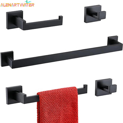 Bathroom Matte Black Wall Shelf Toilet Roll Paper