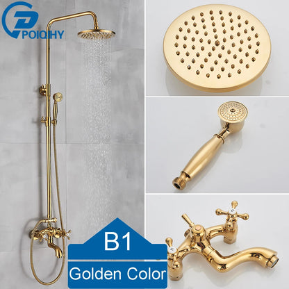 Golden Shower Bathroom Bath Shower Faucet Brass Swivel