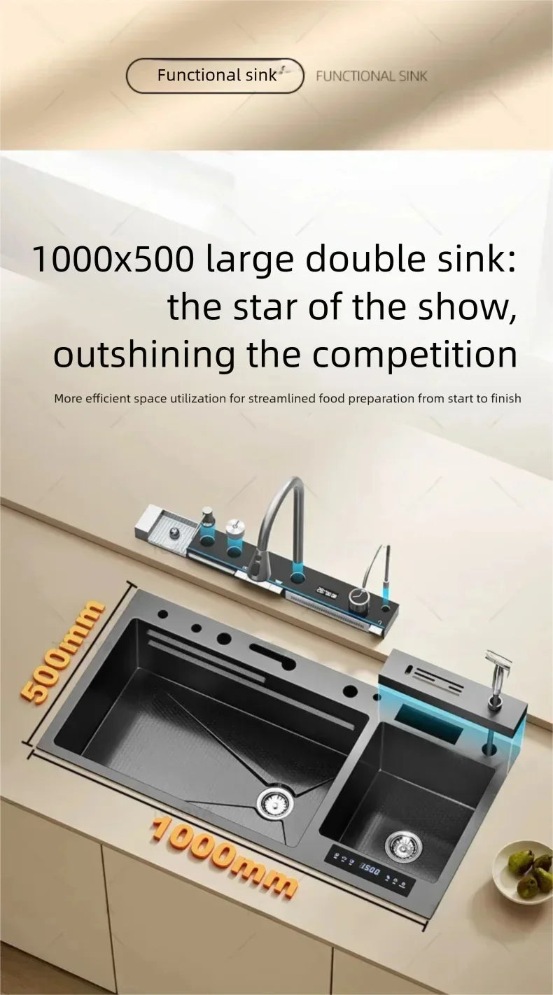 Stainless Steel 100x50cm Large Double Slot Sink Water
