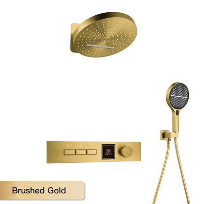 Luxury Gun Gray Brass Shower System Led Digital
