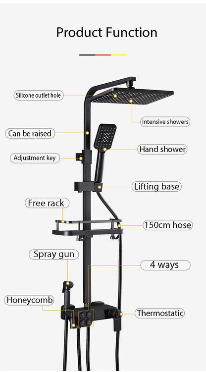 Ulgksd Thermostatic Shower Faucet Full Bathroom Rainfall Mixer