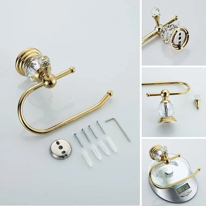 Pieces Gold Bathroom Sets Brass&Crystal Retractable Towel Bar