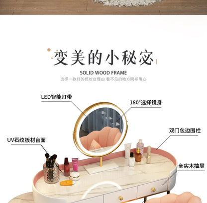 Pink White Vanity Table Women Luxury Nail European
