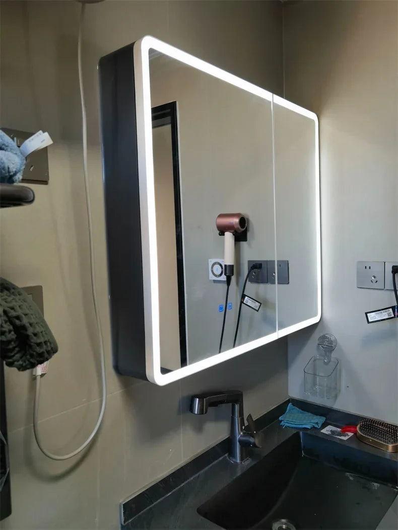 Arc-Shaped Smart Bathroom Mirror Cabinet Wall-Mounted Bathroom