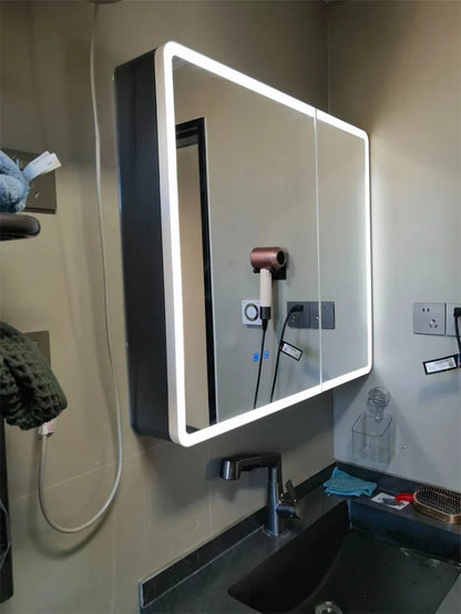 Arc-Shaped Smart Bathroom Mirror Cabinet Wall-Mounted Bathroom