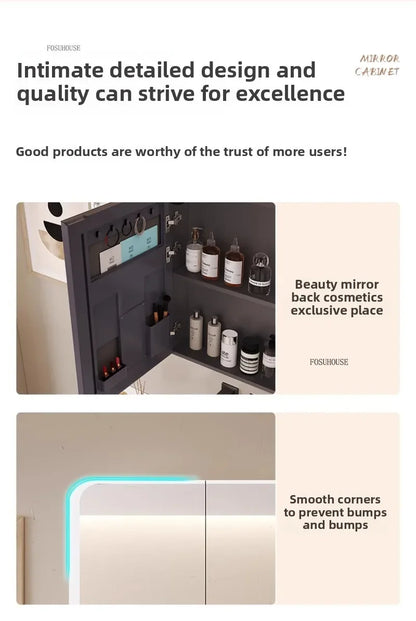 Minimalist Modern Arc-Shaped Smart Bathroom Mirror Cabinets