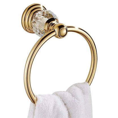 Luxury Crystal Bathroom Gold Polished Brass Bath Hardware