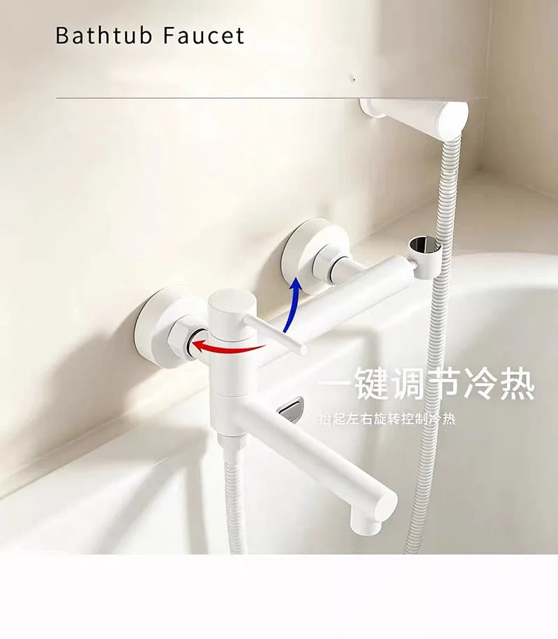 Bathtub Shower Faucet Brass Handle Waterfall Spout Wall