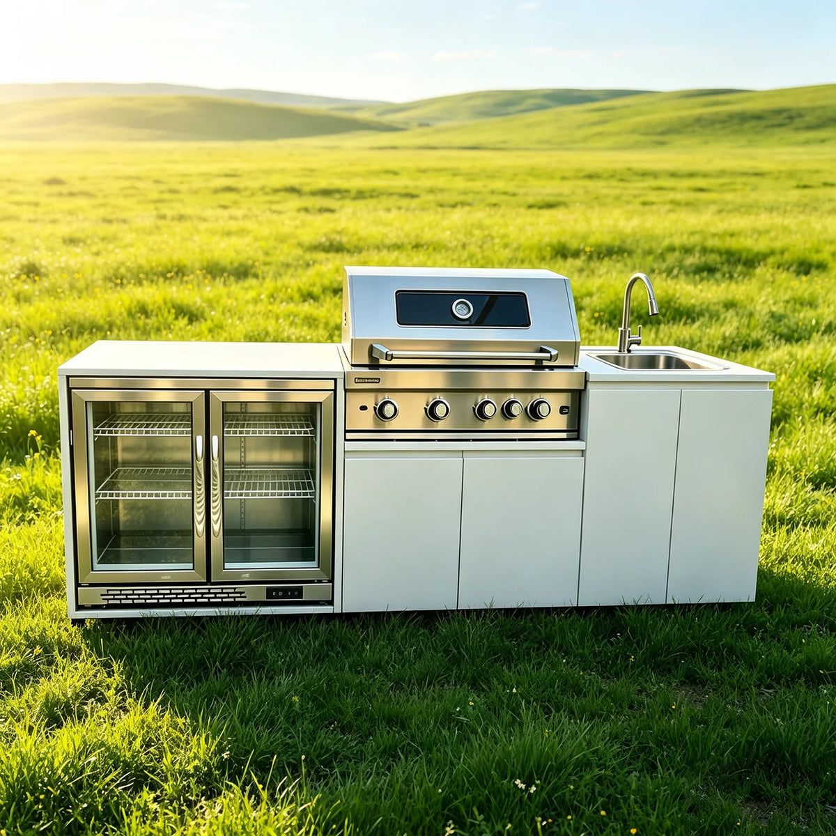 Stainless Steel Outdoor Bbq Fridge Grill Cooktop Sink