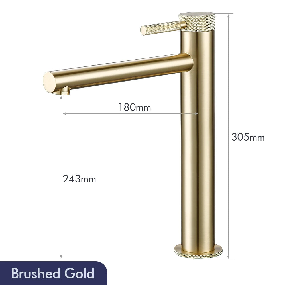 Solid Brass Gold Basin Faucet Hole Handle Cold