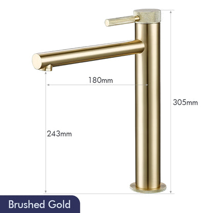 Solid Brass Gold Basin Faucet Hole Handle Cold