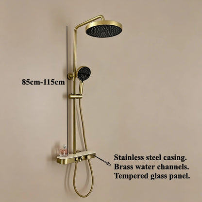 Gold Brass Shower Mixer Crane Hand Shower Wall