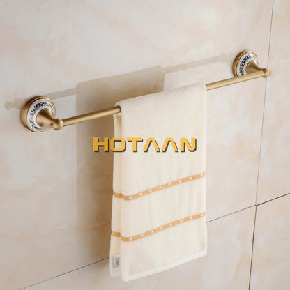 Antique Brushed Solid Brass Bathroom Sets European Porcelain