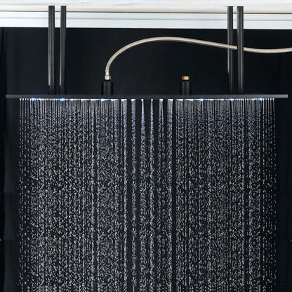 Shinesia Big Black Thermostatic Bathroom Shower Faucet Rainfall