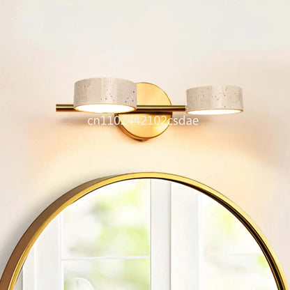 Natural Limestone Round Led Wall Lamp Double Sided