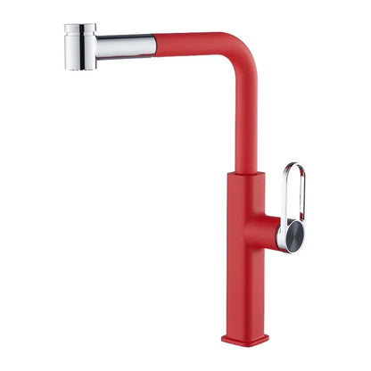 Pull Out Faucet Lever Brass Rotation Cold Pink