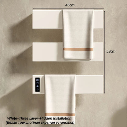 White Electric Heated Towel Rail Smart Temperature Time