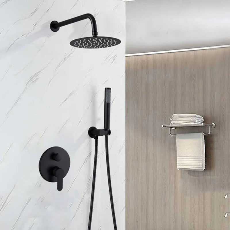 Black Brass Shower System Rain Shower Faucet Bathroom