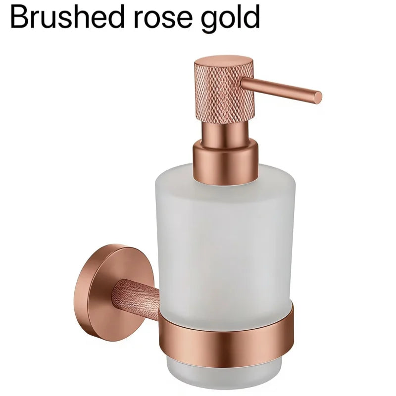 Brushed Rose Gold Brass Knurling Toilet Brush Holder