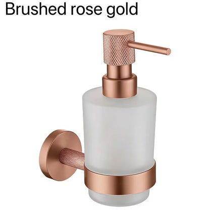 Brushed Rose Gold Brass Knurling Toilet Brush Holder