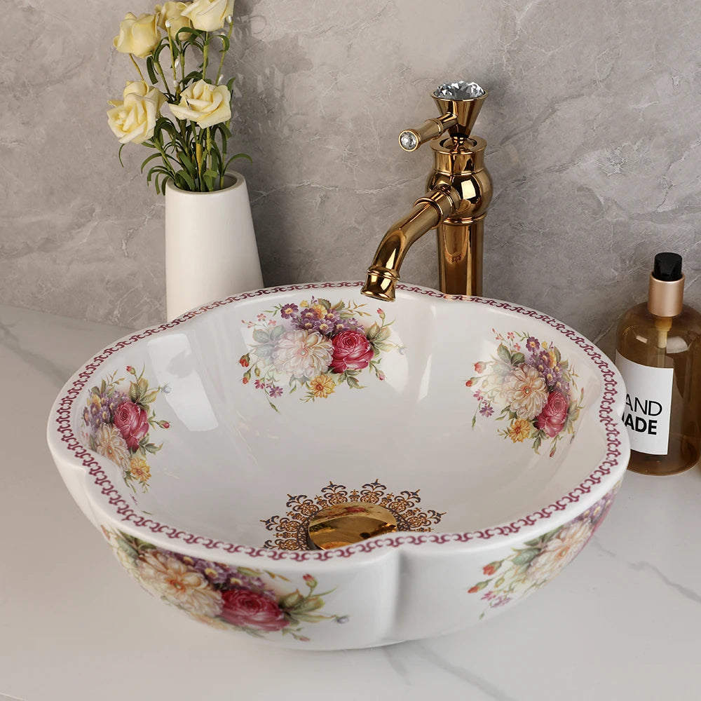 Zappo Above Counter Ceramic Vessel Sink Bathroom Round