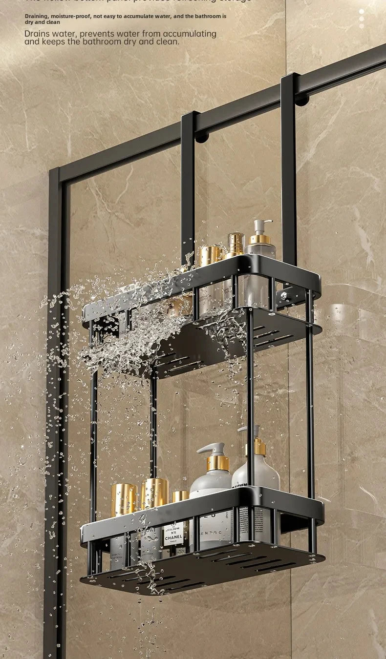 1pc 2-Tier Hanging Shower Caddy Over Door Bathroom