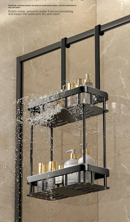 1pc 2-Tier Hanging Shower Caddy Over Door Bathroom