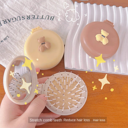 Cute Cartoon Foldable Comb Makeup Mirror Air Cushion