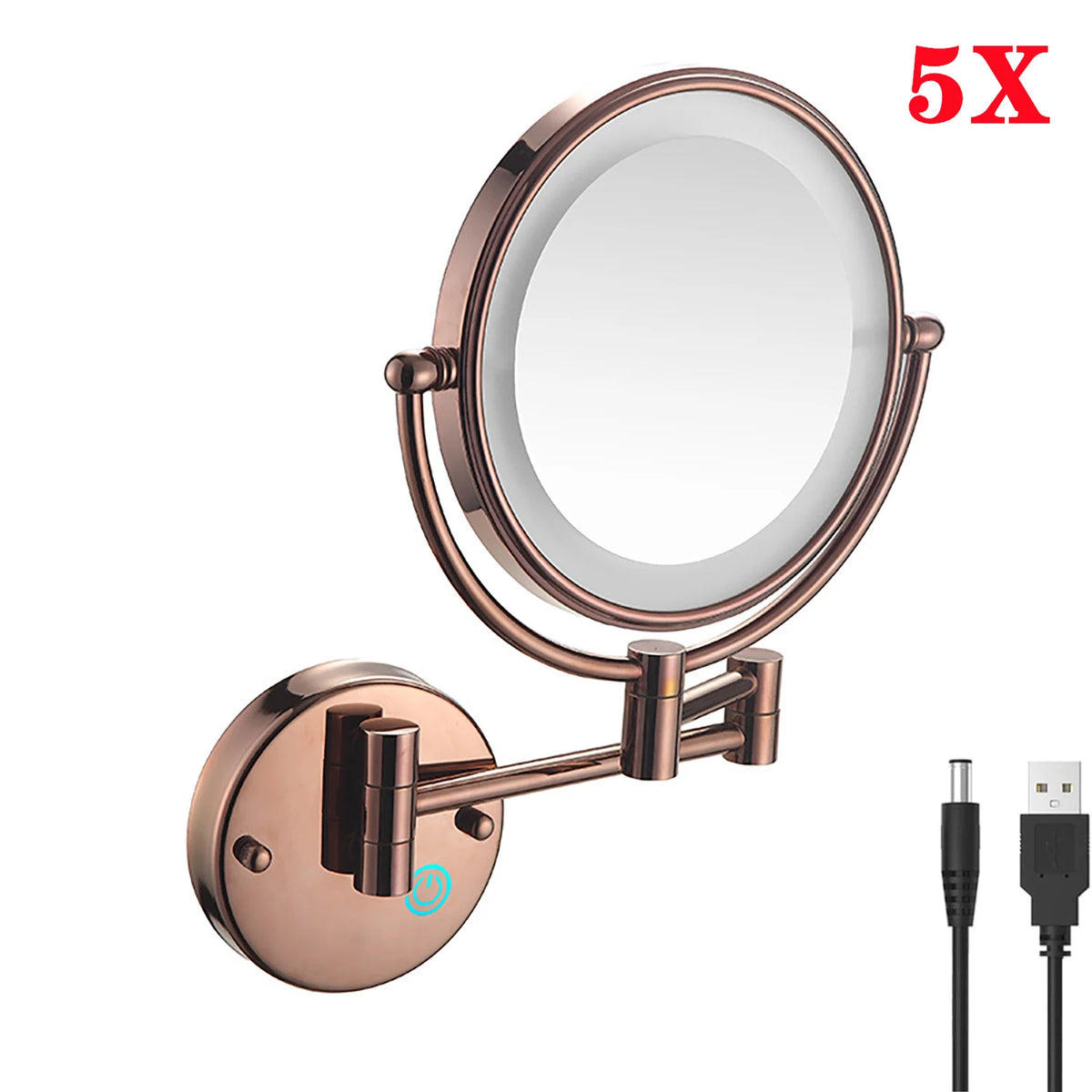 Brushed Gold Led Folding Touch Bathroom Mirrors Of
