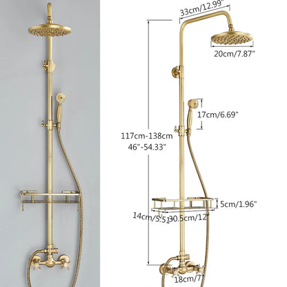 Antique Brass Shower Faucet Mixers Dual Handle Rainfall