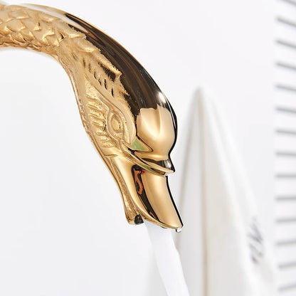 Brass Gold Black Swan Basin Faucet Deck Mounted