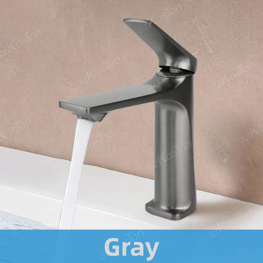 Brass Core Modern Bathroom Sink Faucet Handle Deck