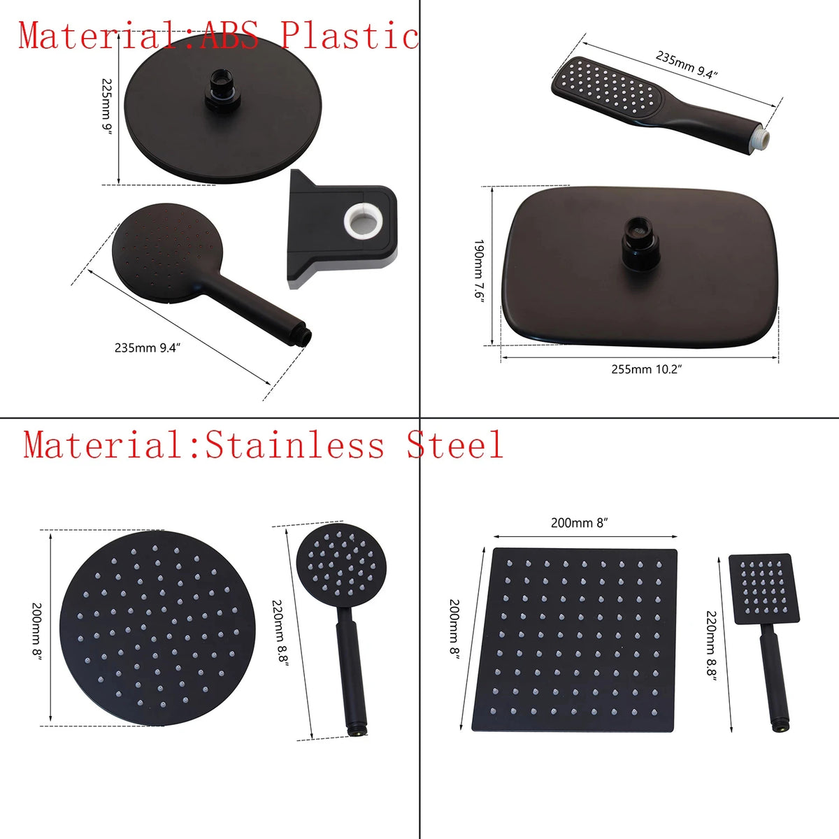 Kemaidi Matte Black Shower Wall Mounted Rainfall Shower