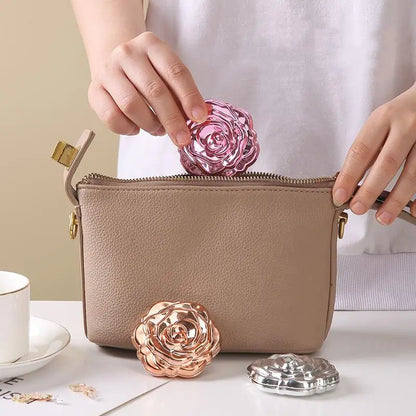 Double Sided Pocket Mirror Retro Rose Pattern Compact