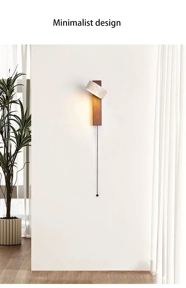 Rotatable Spanish Natural Limestone Round Led Wall Lamp