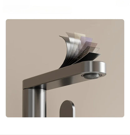 360 Rotation Bathroom Basin Faucet Grey Aluminum Washbasin