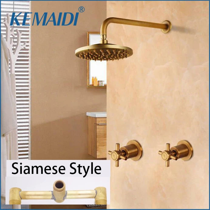Kemaidi Antique Brass/Black Bathtub Basin Shower Mixer Tap