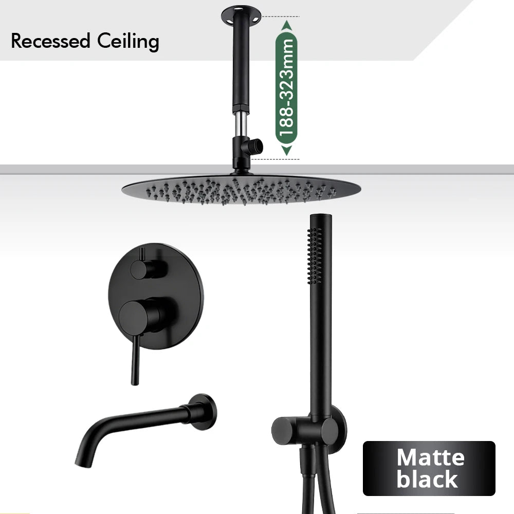 Bathroom Faucet Shower Mixer Tap Spout Black Solid