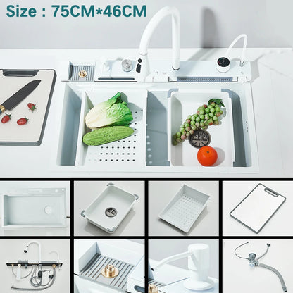304 Stainless Steel Waterfall Sink Digital Display Large