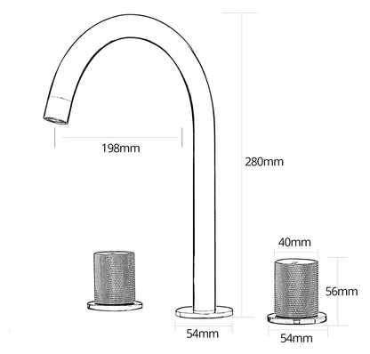 Basin Faucet Cold Tap Bathroom Knurled Double Handle