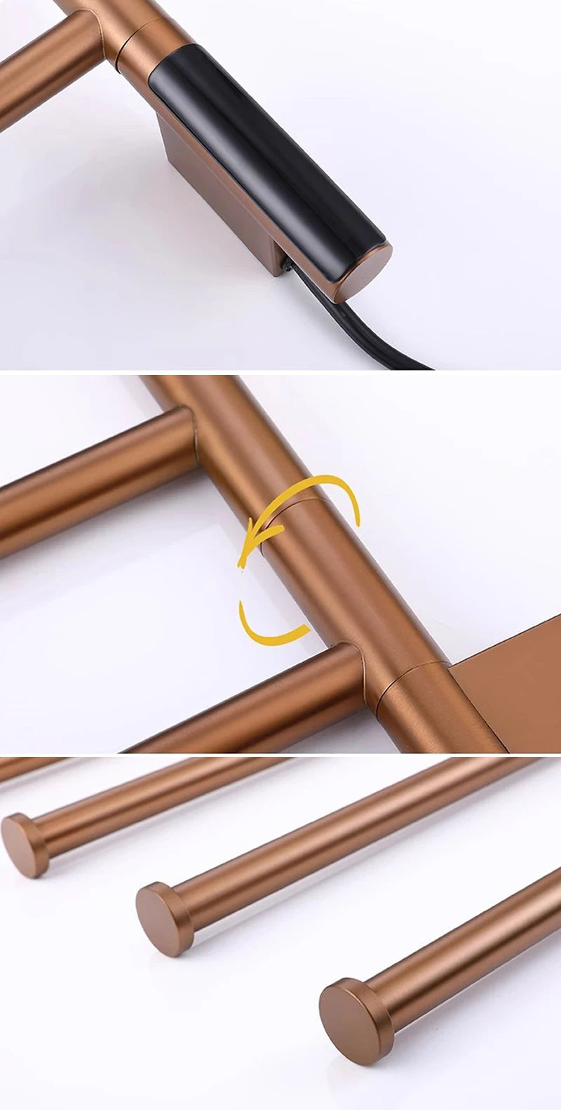 Bathroom Rose Gold Towel Warmer Touch Control Timing