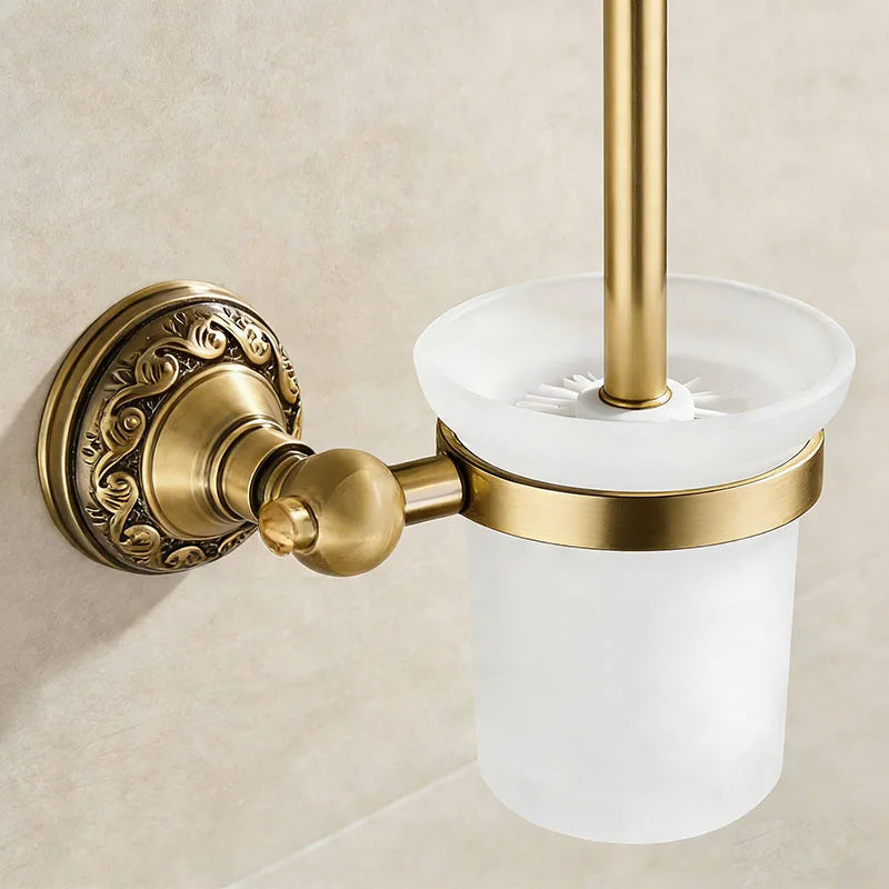 Antique Brass Aluminium Bathroom Robe Hook Paper Holder