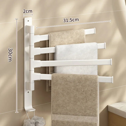 Bathroom Towel Rack Rotatable Towel Holder Space Aluminum