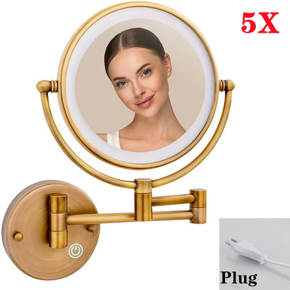 Brushed Gold Led Folding Touch Bathroom Mirrors Of