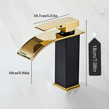Luxury Black White Gold Waterfall Faucet Cold Pipe